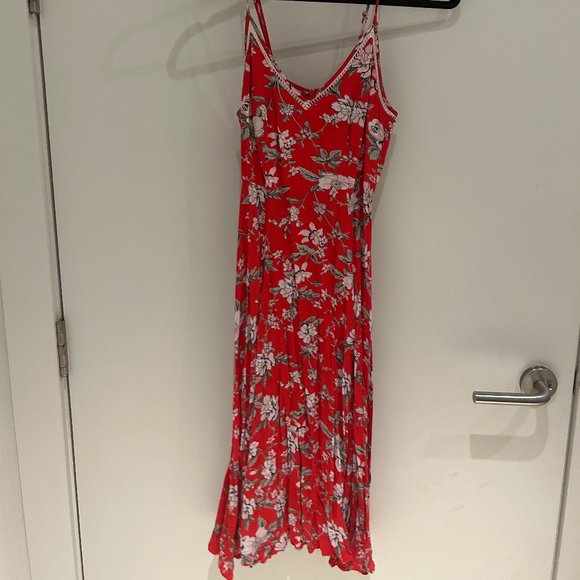 Red and White floral midi dress - Picture 1 of 4
